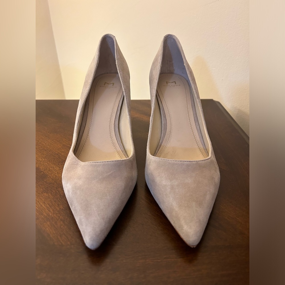 Marc Fisher Zala Pointed Suede Block Heel Pumps - Picture 10 of 11